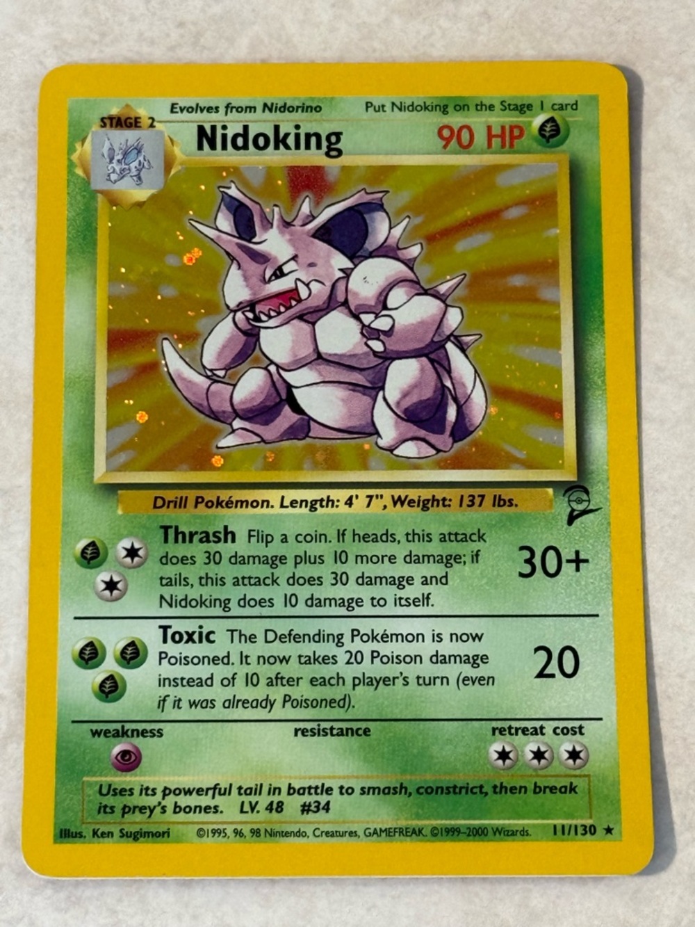 Nidoking 1999 Holo 11/102 Pokemon Card Base #11